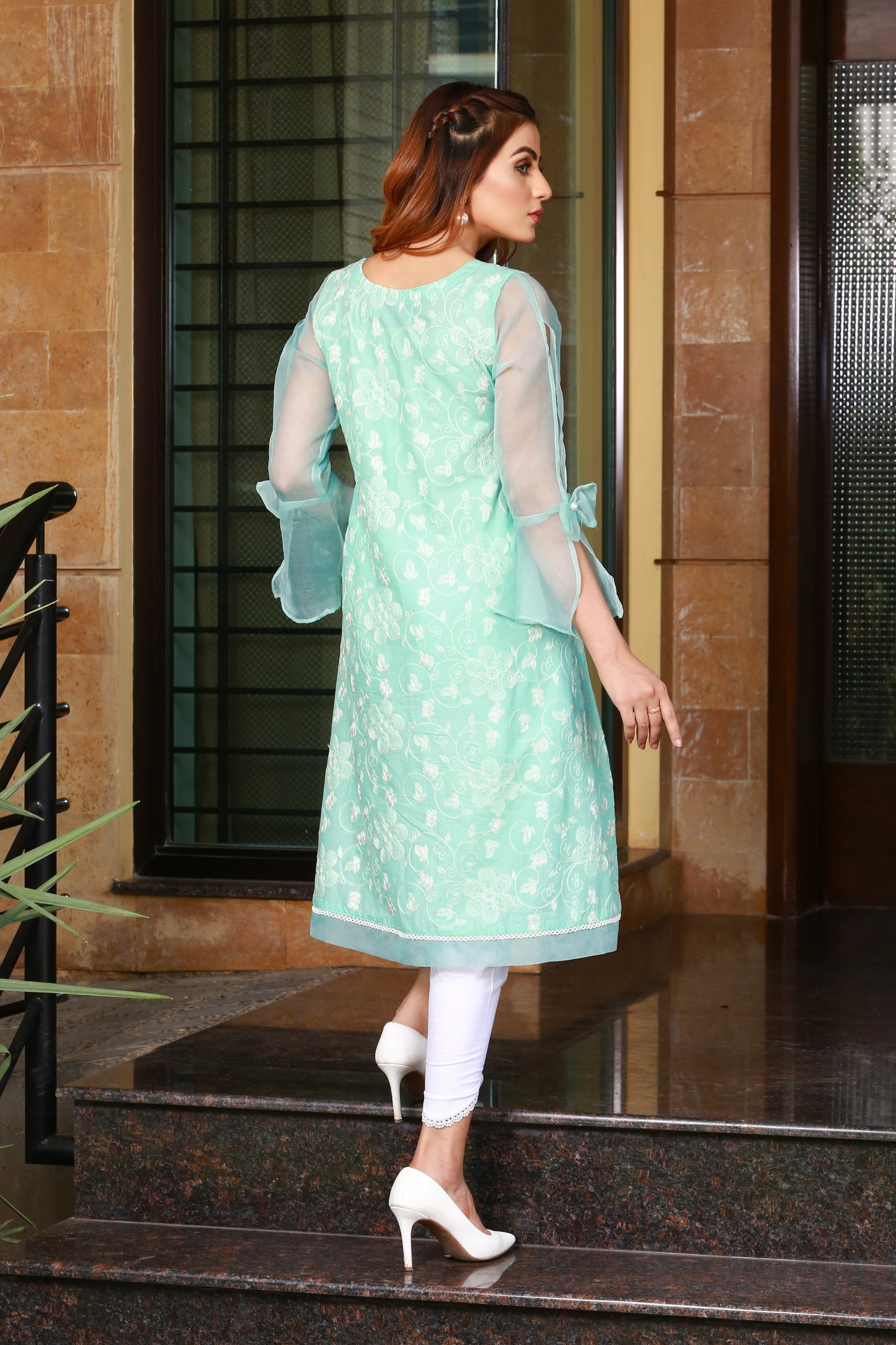 Snow Flake - Embroidered High Low Frock