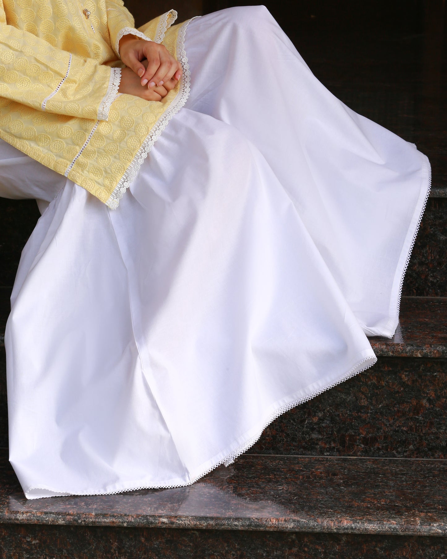 White Gharara with Lace - Bottom